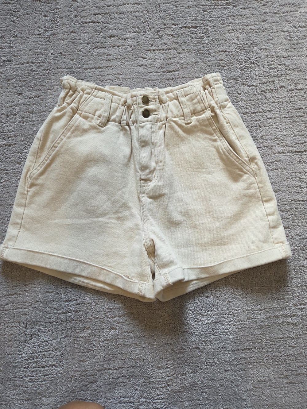 APRICOT Cream High-Waist Paperbag Shorts